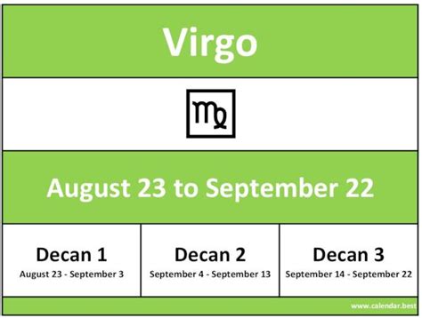 Virgo Calendar .